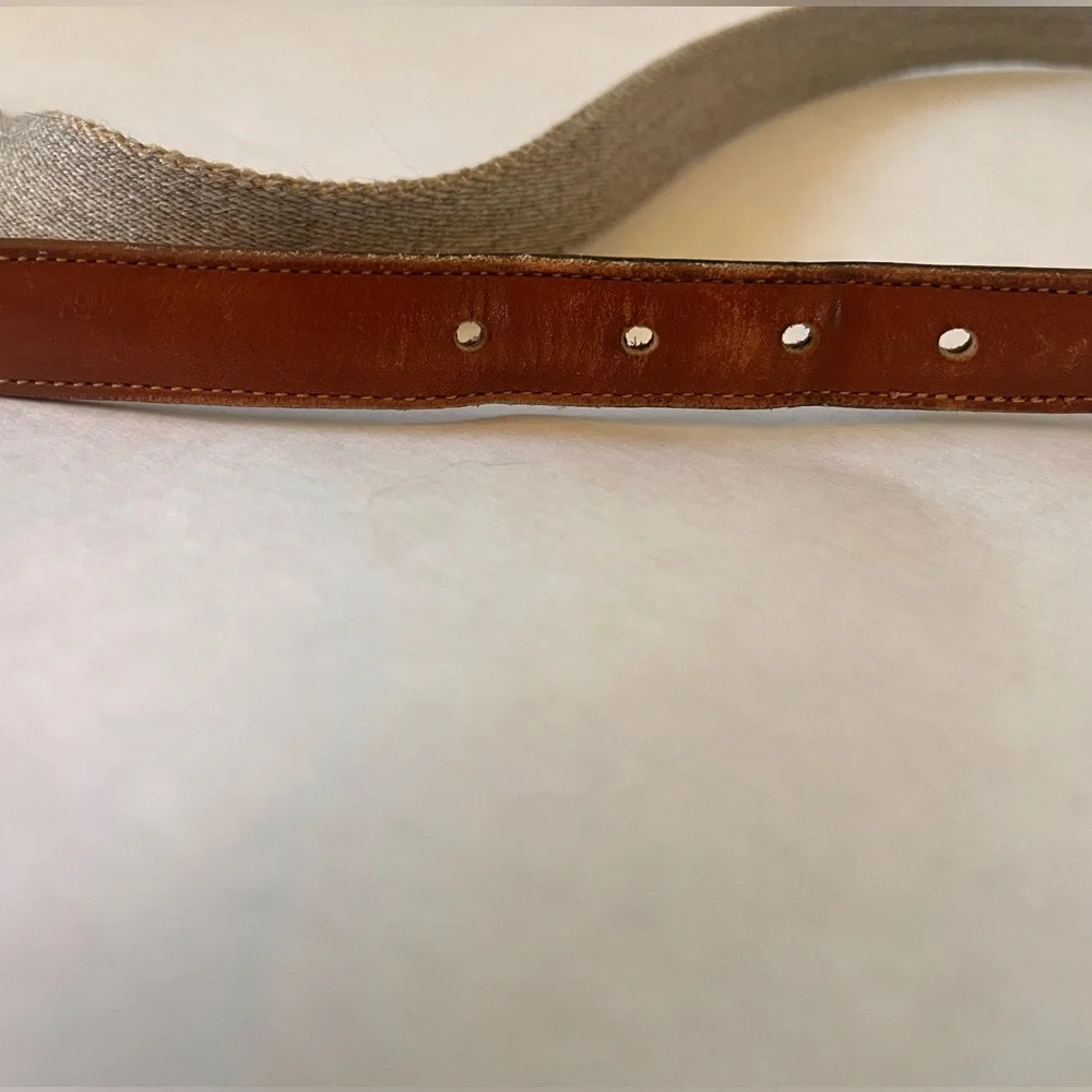 Coach Womens Wool and Leather Belt . Tan and Brown. Size: 28 inches. - Picture 4 of 4